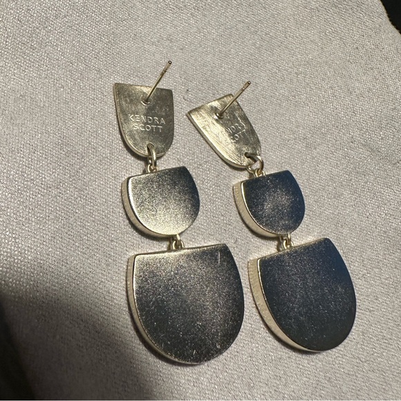 Kendra Scott gold Luna earrings, turquoise, lapis lazul - Picture 3 of 5